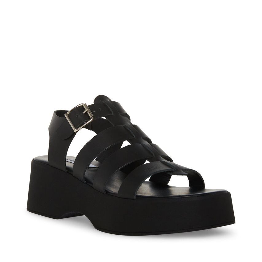 Sandalias de Plataforma Steve Madden Sarai Cuero Mujer Negras | ES GB948S